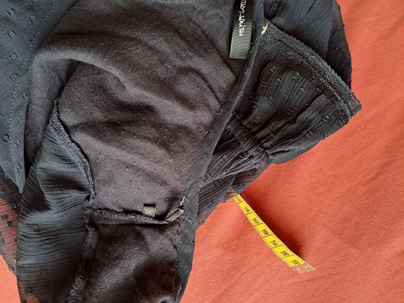 Blusa azul marino Teddy Smith XS 34 con lunares texturizados – mangas 3/4 con volantes – photo 10